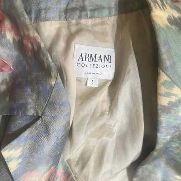 Armani Collezioni Camoflauge Camo Raw Silk Blazer Jacket Size 6 - Picture 6 of 6